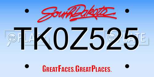 TK0Z525 South Dakota License Plate