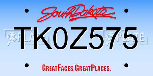 TK0Z575 South Dakota License Plate
