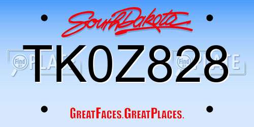 TK0Z828 South Dakota License Plate