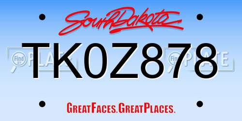 TK0Z878 South Dakota License Plate