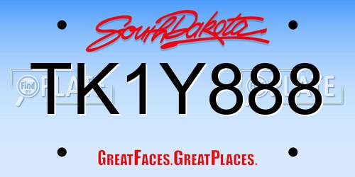 TK1Y888 South Dakota License Plate
