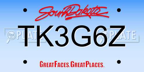 TK3G6Z South Dakota License Plate