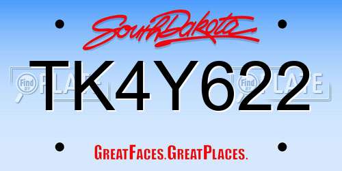 TK4Y622 South Dakota License Plate