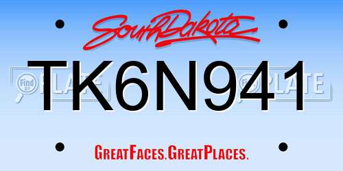 TK6N941 South Dakota License Plate