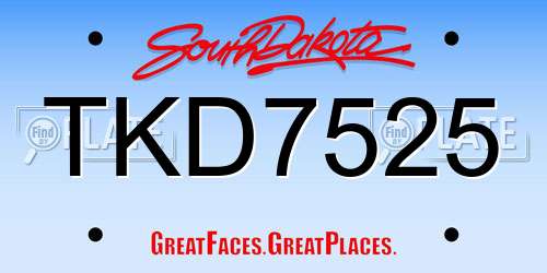 TKD7525 South Dakota License Plate