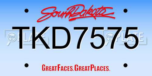 TKD7575 South Dakota License Plate