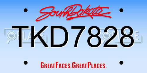TKD7828 South Dakota License Plate