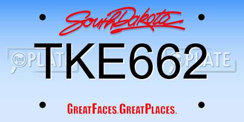 TKE662 South Dakota License Plate