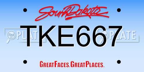 TKE667 South Dakota License Plate