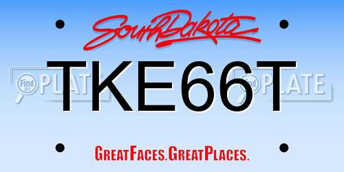 TKE66T South Dakota License Plate