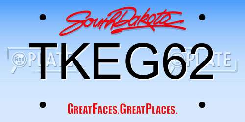 TKEG62 South Dakota License Plate