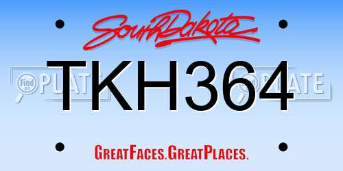 TKH364 South Dakota License Plate
