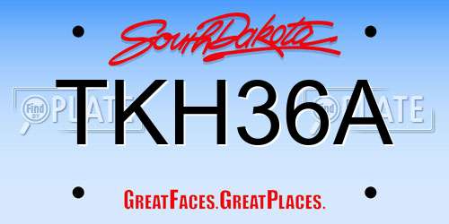 TKH36A South Dakota License Plate