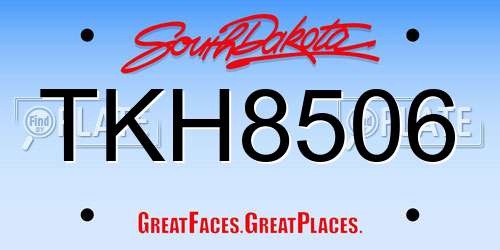 TKH8506 South Dakota License Plate