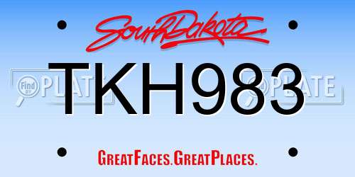 TKH983 South Dakota License Plate