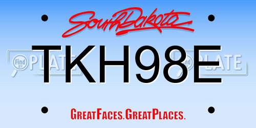 TKH98E South Dakota License Plate