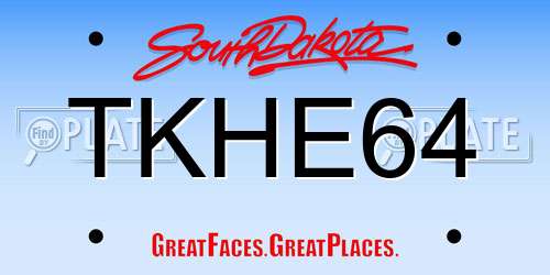 TKHE64 South Dakota License Plate