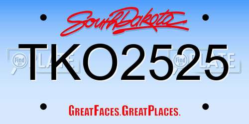 TKO2525 South Dakota License Plate
