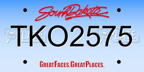 TKO2575 South Dakota License Plate