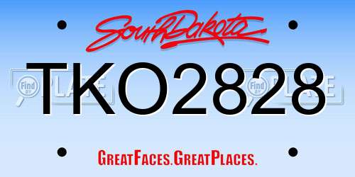 TKO2828 South Dakota License Plate