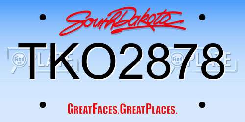 TKO2878 South Dakota License Plate