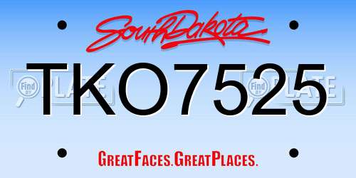 TKO7525 South Dakota License Plate