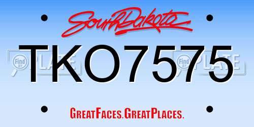 TKO7575 South Dakota License Plate