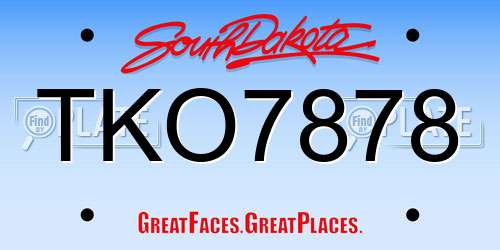 TKO7878 South Dakota License Plate
