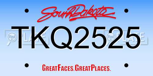 TKQ2525 South Dakota License Plate