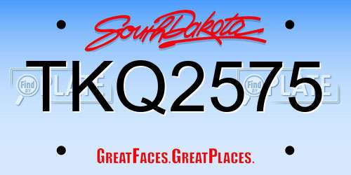 TKQ2575 South Dakota License Plate