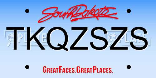 TKQZSZS South Dakota License Plate