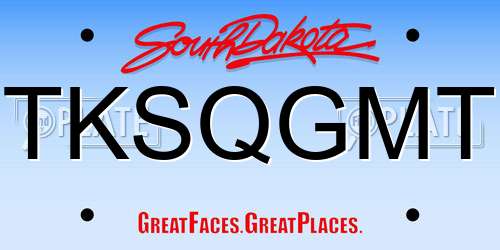 TKSQGMT South Dakota License Plate