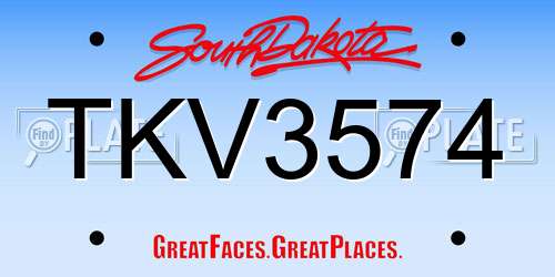 TKV3574 South Dakota License Plate