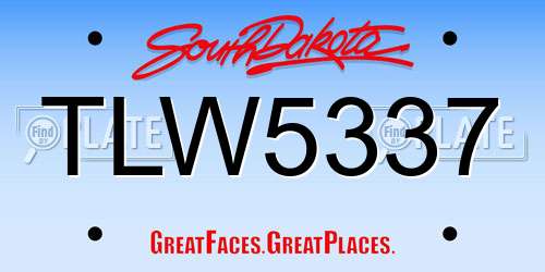 TLW5337 South Dakota License Plate