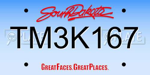 TM3K167 South Dakota License Plate