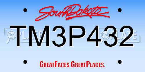 TM3P432 South Dakota License Plate
