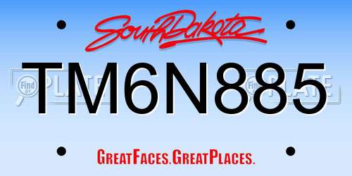 TM6N885 South Dakota License Plate