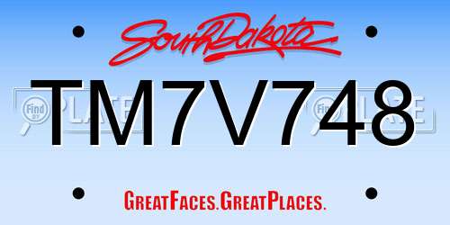 TM7V748 South Dakota License Plate