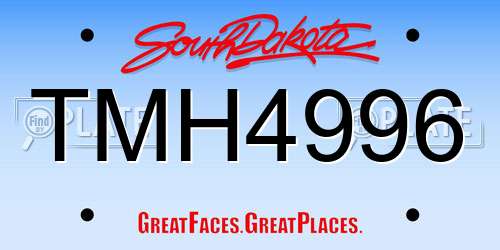 TMH4996 South Dakota License Plate