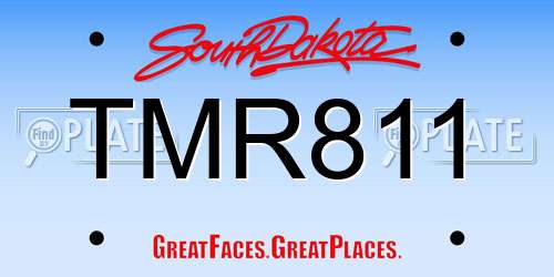 TMR811 South Dakota License Plate