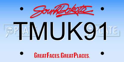 TMUK91 South Dakota License Plate