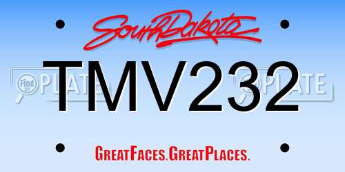 TMV232 South Dakota License Plate