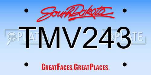 TMV243 South Dakota License Plate