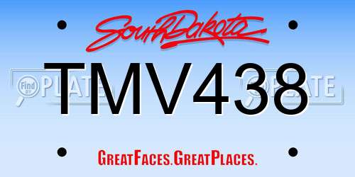 TMV438 South Dakota License Plate