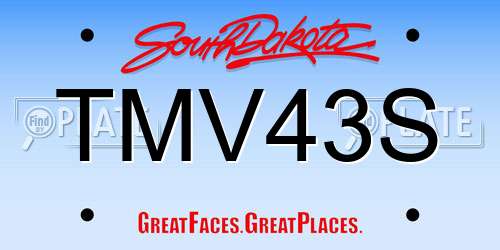 TMV43S South Dakota License Plate