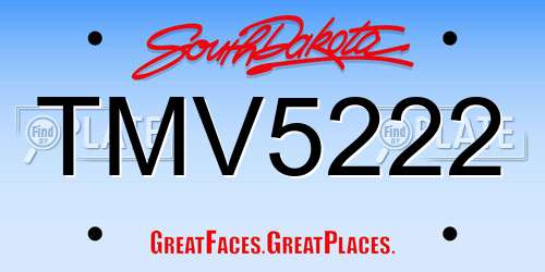 TMV5222 South Dakota License Plate