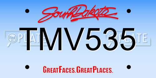 TMV535 South Dakota License Plate