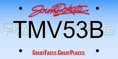 TMV53B South Dakota License Plate