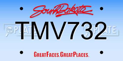 TMV732 South Dakota License Plate