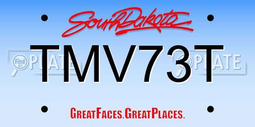 TMV73T South Dakota License Plate